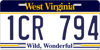 WV license plate 1CR794