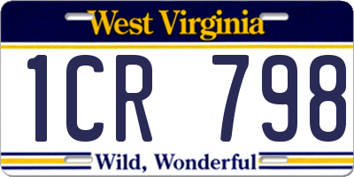 WV license plate 1CR798