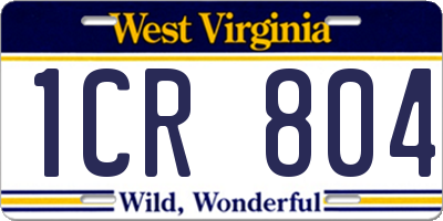 WV license plate 1CR804