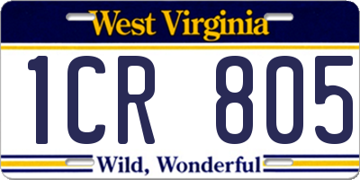 WV license plate 1CR805