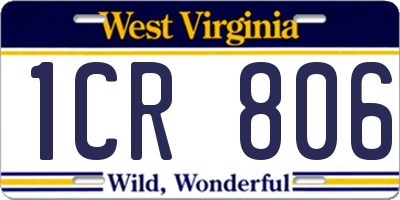 WV license plate 1CR806