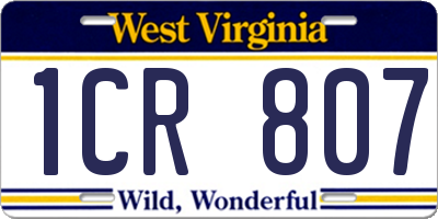 WV license plate 1CR807