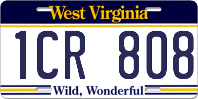 WV license plate 1CR808