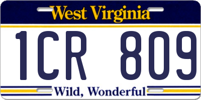 WV license plate 1CR809