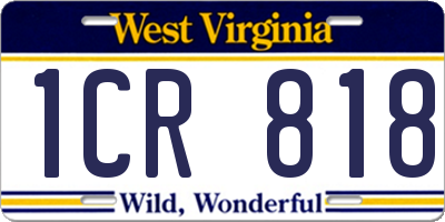 WV license plate 1CR818