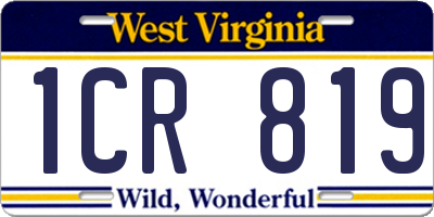 WV license plate 1CR819