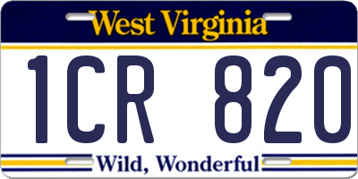 WV license plate 1CR820