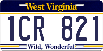 WV license plate 1CR821