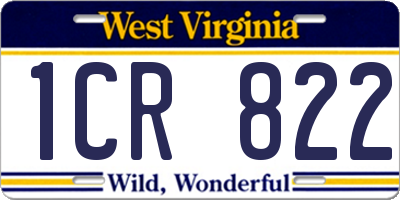 WV license plate 1CR822