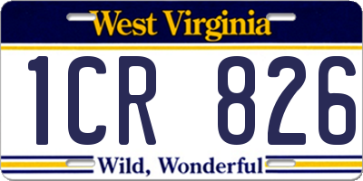 WV license plate 1CR826