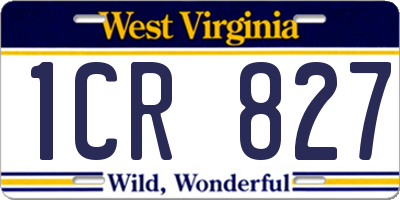 WV license plate 1CR827