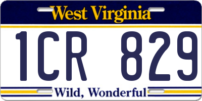 WV license plate 1CR829