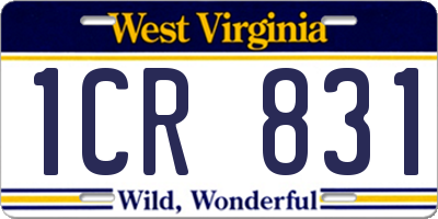 WV license plate 1CR831