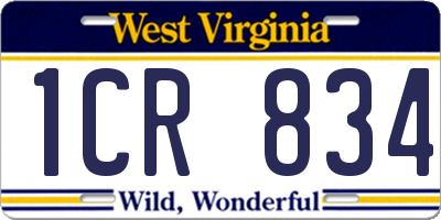 WV license plate 1CR834