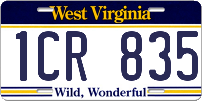 WV license plate 1CR835
