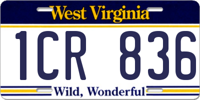 WV license plate 1CR836