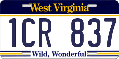 WV license plate 1CR837