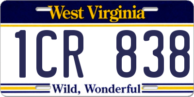 WV license plate 1CR838