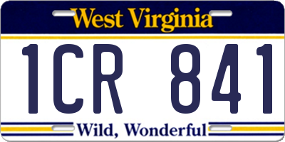WV license plate 1CR841
