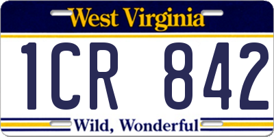 WV license plate 1CR842