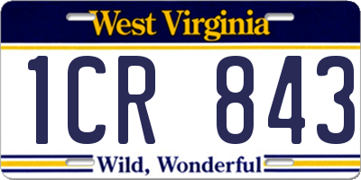 WV license plate 1CR843