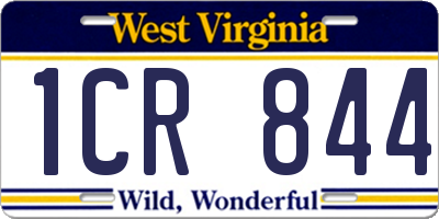 WV license plate 1CR844