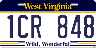 WV license plate 1CR848