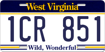 WV license plate 1CR851