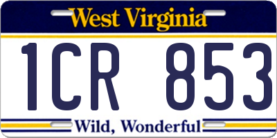 WV license plate 1CR853