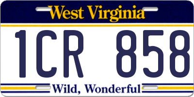 WV license plate 1CR858