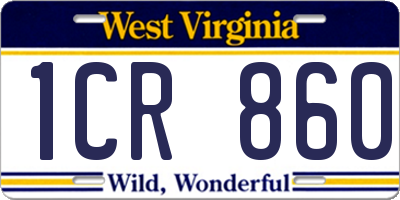 WV license plate 1CR860