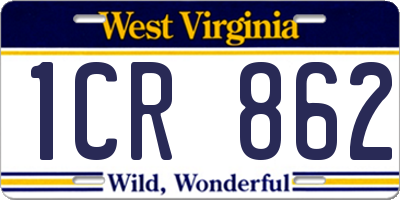 WV license plate 1CR862