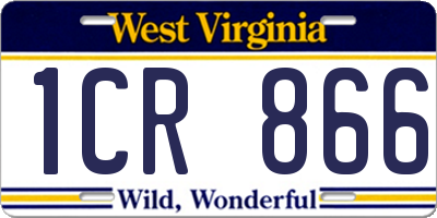 WV license plate 1CR866