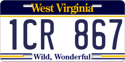 WV license plate 1CR867