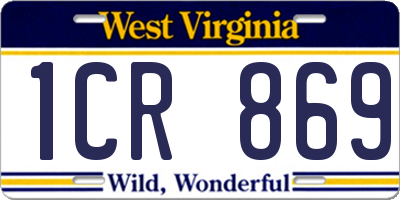 WV license plate 1CR869