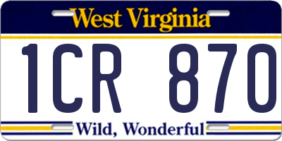 WV license plate 1CR870
