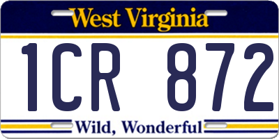 WV license plate 1CR872