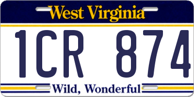 WV license plate 1CR874