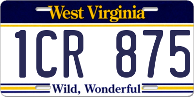 WV license plate 1CR875
