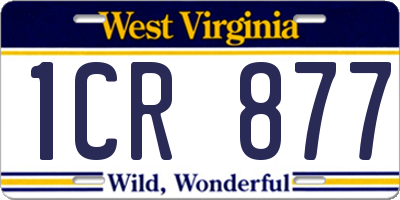 WV license plate 1CR877