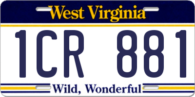 WV license plate 1CR881