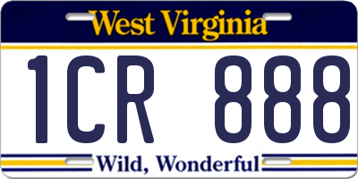 WV license plate 1CR888