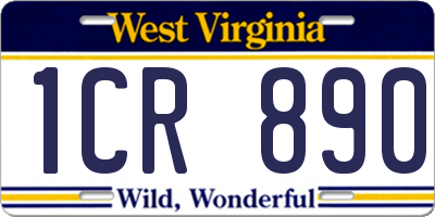WV license plate 1CR890