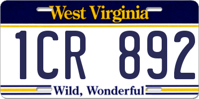 WV license plate 1CR892