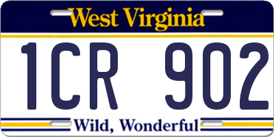 WV license plate 1CR902