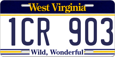 WV license plate 1CR903