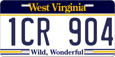 WV license plate 1CR904