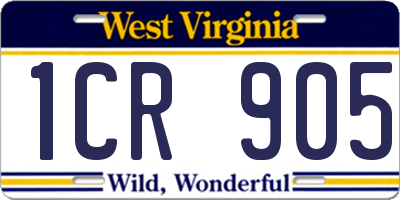 WV license plate 1CR905