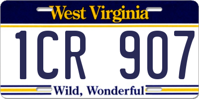 WV license plate 1CR907