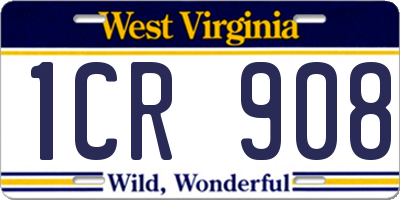 WV license plate 1CR908